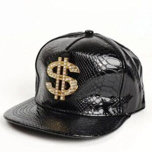 Unisex Hat Dollar Sign Decoration Solid Crocodile Pattern Cap Black Adjustable